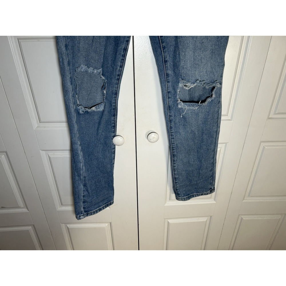 Princess Polly Hayden High Rise Straight Distressed Jeans Size 4 Light Wash Y2K - Picture 3 of 7